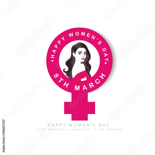 International Women's Day 8 March Poster With Empowered Woman Raising Fist 