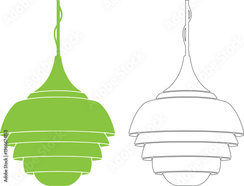 Green and black silhouette pendant light fixture lamp