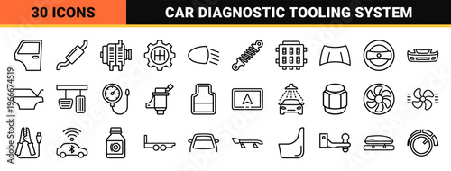 Automotive Diagnostics and Vehicle Maintenance Minimalist Monoline Geometric Line Art for Commercial Repair and Car Service Interfaces