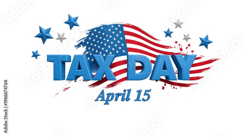Tax day april 15th usa american flag design with stars