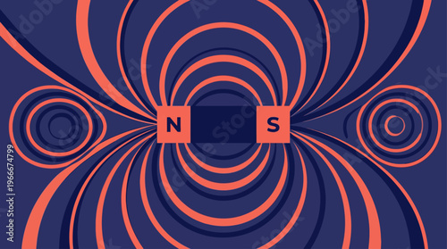 Stylized Geometric Magnetic Field Lines Vector