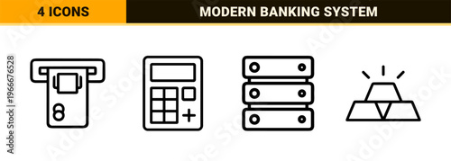 Fintech and Banking Minimalist Monoline Geometric Line Art for Digital Payments, Corporate Finance, and Global Investment Services.