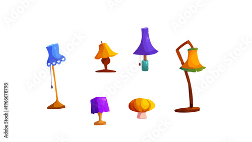 set of colorful vector lamps