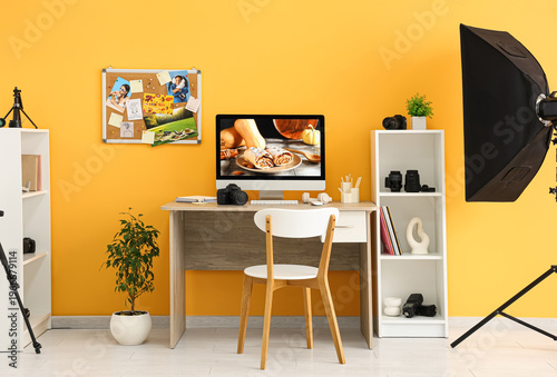 Interior of studio with pho...