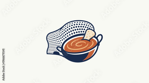 Soup Bowl Logo with a Slice of Bread