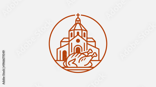 Thanksgiving Church Logo with Roasted Turkey
