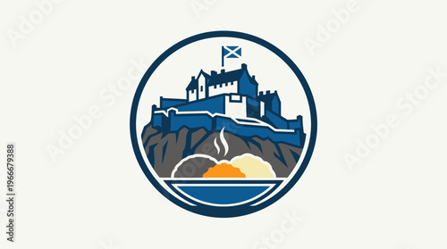 Edinburgh Castle Logo Featuring Scottish Cuisine