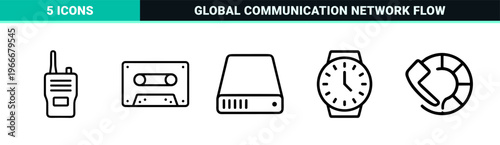 Communication Media and Digital Broadcasting Minimalist Monoline Geometric Line Art Grid for Professional Interface Design Projects