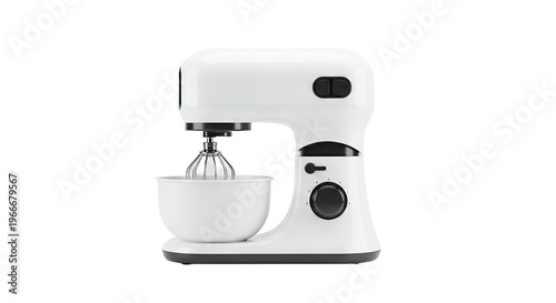 White Stand Mixer with Whisk and Bowl
