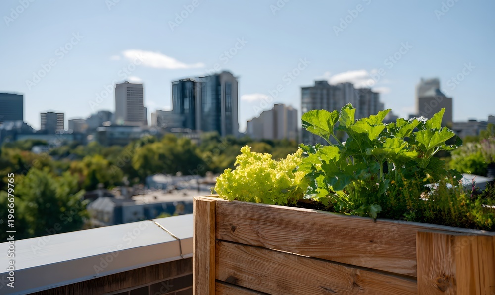 Fototapeta premium rooftop garden showcasing sustainable urban gardening in an eco-friendly setting