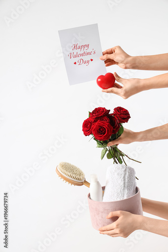Female hands with card for ...