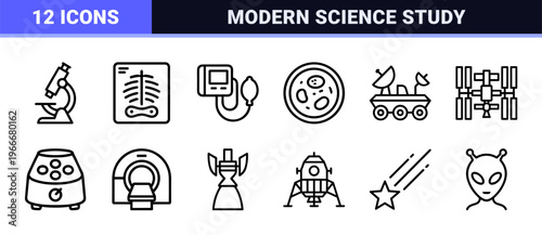 Biomedical Laboratory and Aerospace Exploration Minimalist Monoline Geometric Line Art for High-End Technical Research Interfaces