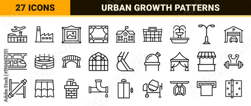 Urban Architecture and Real Estate Development Minimalist Monoline Geometric Line Art for Commercial City Planning and Infrastructure