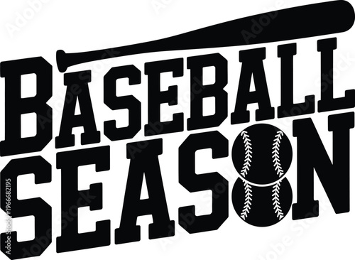 Baseball Season Graphic with Bat and Balls.