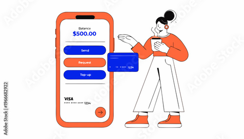 Woman using a mobile banking app to manage finances and make payments