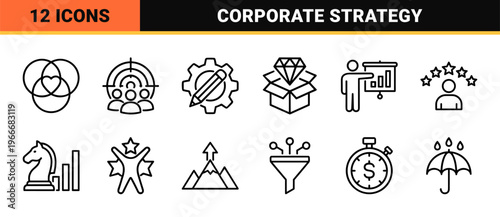 Corporate Strategy and Business Operations Management Minimalist Monoline Geometric Line Art for High-End Commercial Interface Design.