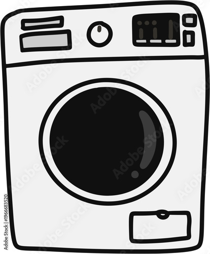 Washing Machine, Home Appliance Flat Cartoon Illustration