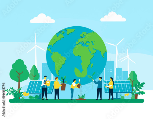 flat vector illustration of Earth Day concept