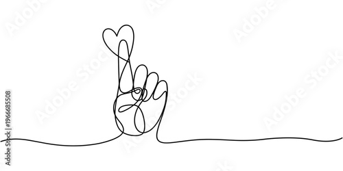 hand upward raised i love you sign gesture drawing one continuous line. free hand drawn outline line art minimalism style. editable stroke.
