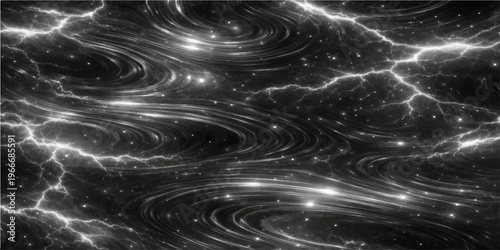 Mysterious cosmic vista of swirling nebulas, illuminated by radiant energy.