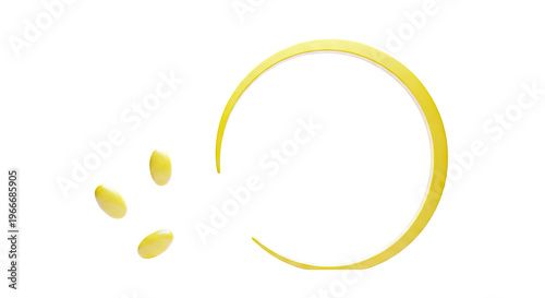 Yellow Abstract Shapes with Ring and Droplets