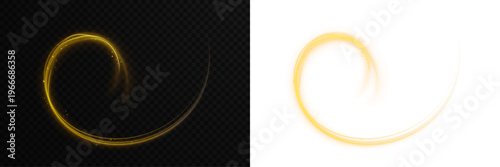 Foto Soft yellow light wave draws bright line in transparent PNG flow