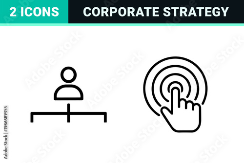 Business Planning and Corporate Strategy Minimalist Monoline Icon Set featuring Geometric Line Art for High-End Financial Branding.