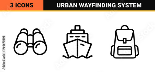 Geometric Navigation and Wayfinding Map Pin Outline Set for Modern Interface Design and Global Travel Apps