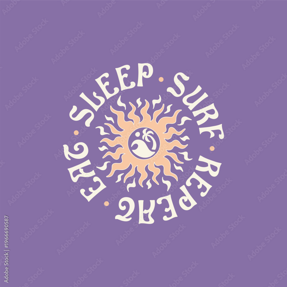 Naklejka premium Vintage surf design template for surf club, surf shop, surf merch.