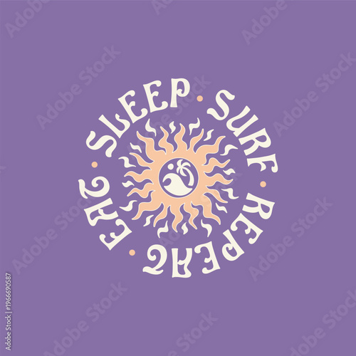 Vintage surf design template for surf club, surf shop, surf merch.