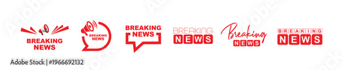 breaking news sign on white background