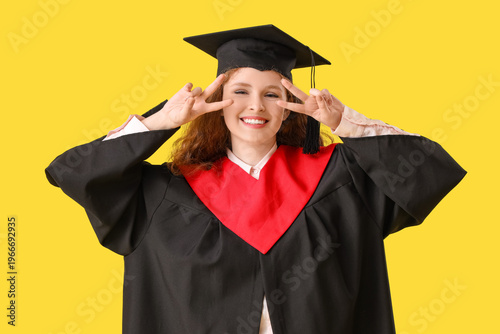 Happy female graduating stu...