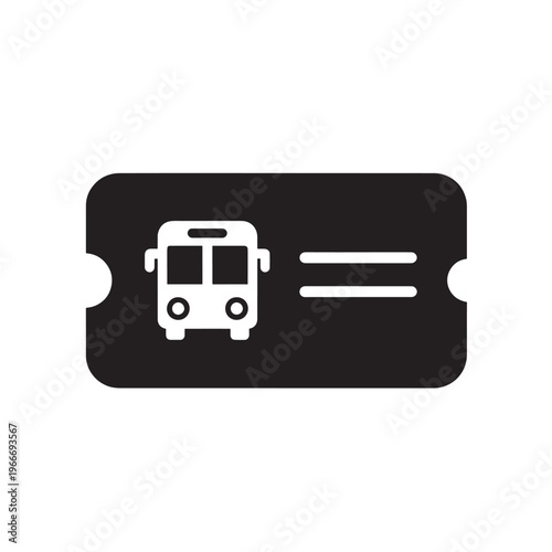 Bus Ticket Icon Black Travel Pass Symbol for Public Transport and Journey Booking Concepts