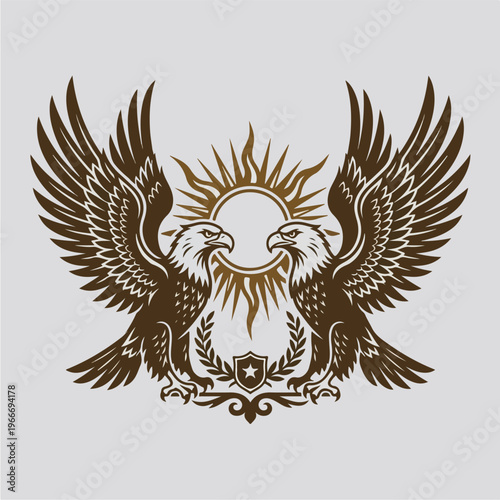 Double headed eagle emblem symbol.