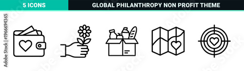 Charity and Humanitarian Aid Minimalist Monoline Geometric Line Art for Non-Profit Organizations and Community Support UI Web Design.