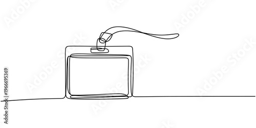 Continuous line drawing badges id cards holders isolated on white background. Vector illustration, man shows her badge, which hangs around his neck - one line drawing. concept correspondent with badge
