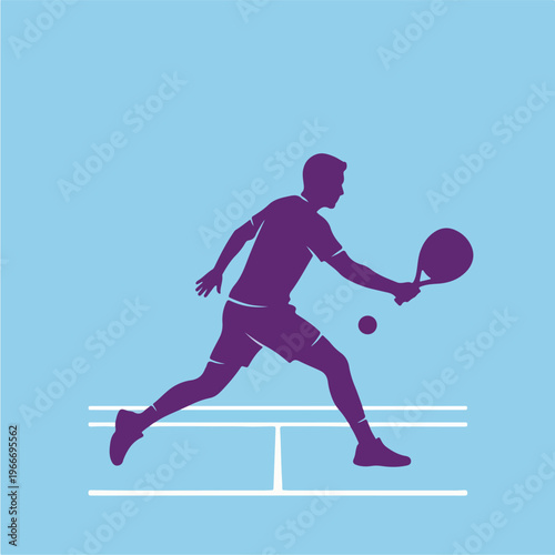 Man Playing Tennis with Racket.