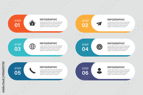 Modern Business Infographic Template with Multiple Steps and Data Visualization Elements
