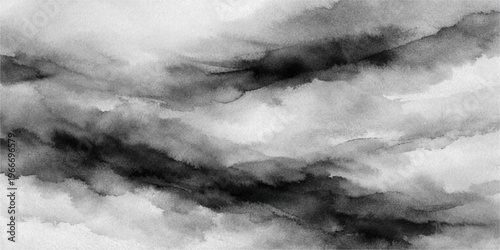 Dramatic black and white smoke swirls against a dark stormy cloudscape, capturing the intense nature of a heavy thunderstorm under an overcast sky