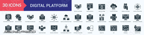 Digital Platform Icon Pack Illustration Vector Glyph