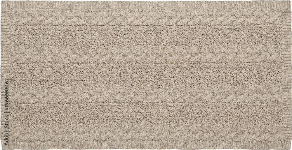 Fototapeta premium Cozy beige cable knit rug isolated on transparent background