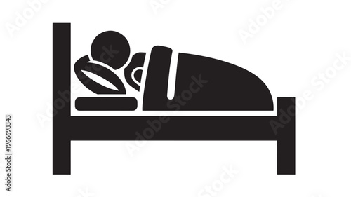 Sleeping Person Icon in Bed for Rest Wellness Night Sleep and Relaxation Concepts