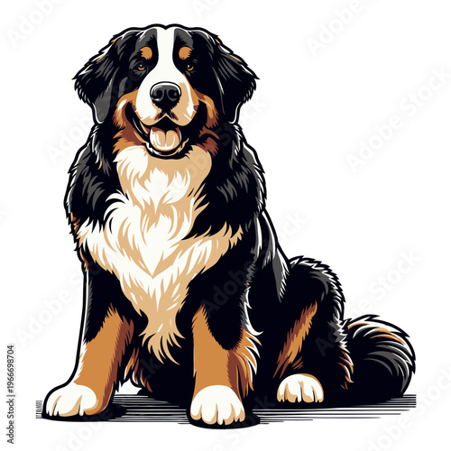 bernese mountain dog vector and illustration.