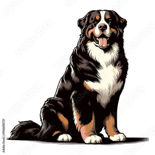bernese mountain dog vector and illustration.
