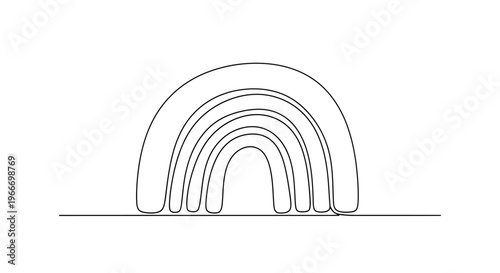 Minimalist Rainbow Arch Outline on White Background