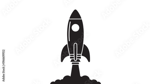 Rocket Silhouette Launch Icon for Business Growth Startup Success Innovation and Space Exploration Concept