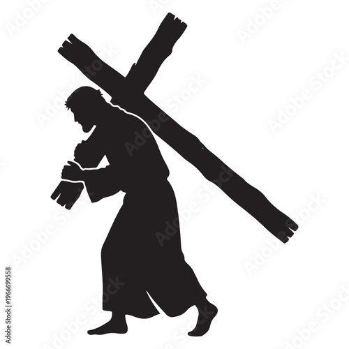jesus carrying a wooden cross