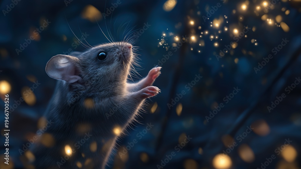 Naklejka premium Enchanting Mouse in Magical Forest Setting