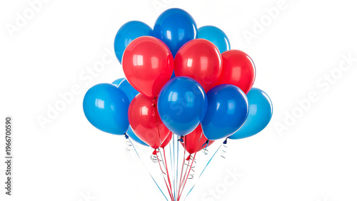 Obraz na plátně Balloons in red and blue colors gathered together isolated on transparent backgr