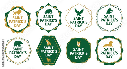 Saint patrick s day emblems with animals a festive collection on transparent background silhouette